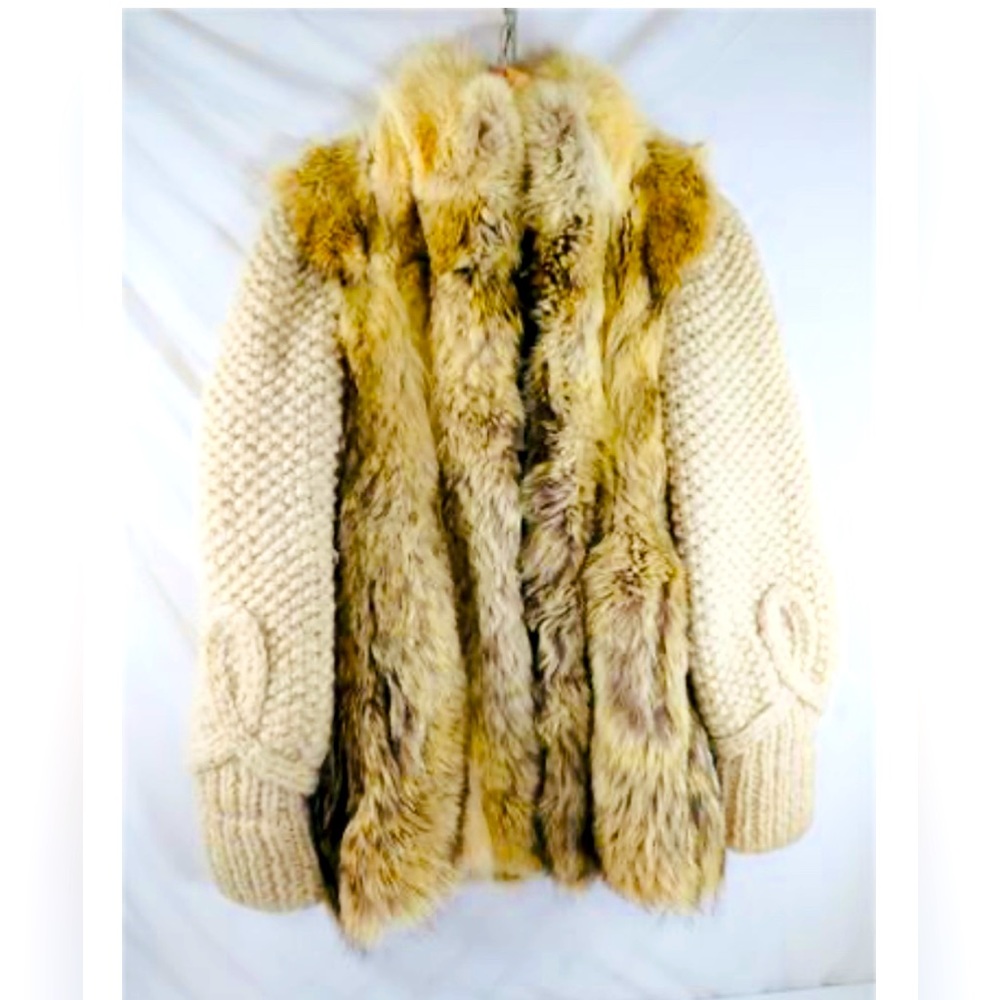 Rare Claude Gilbert Fur & Woven Wool Coat